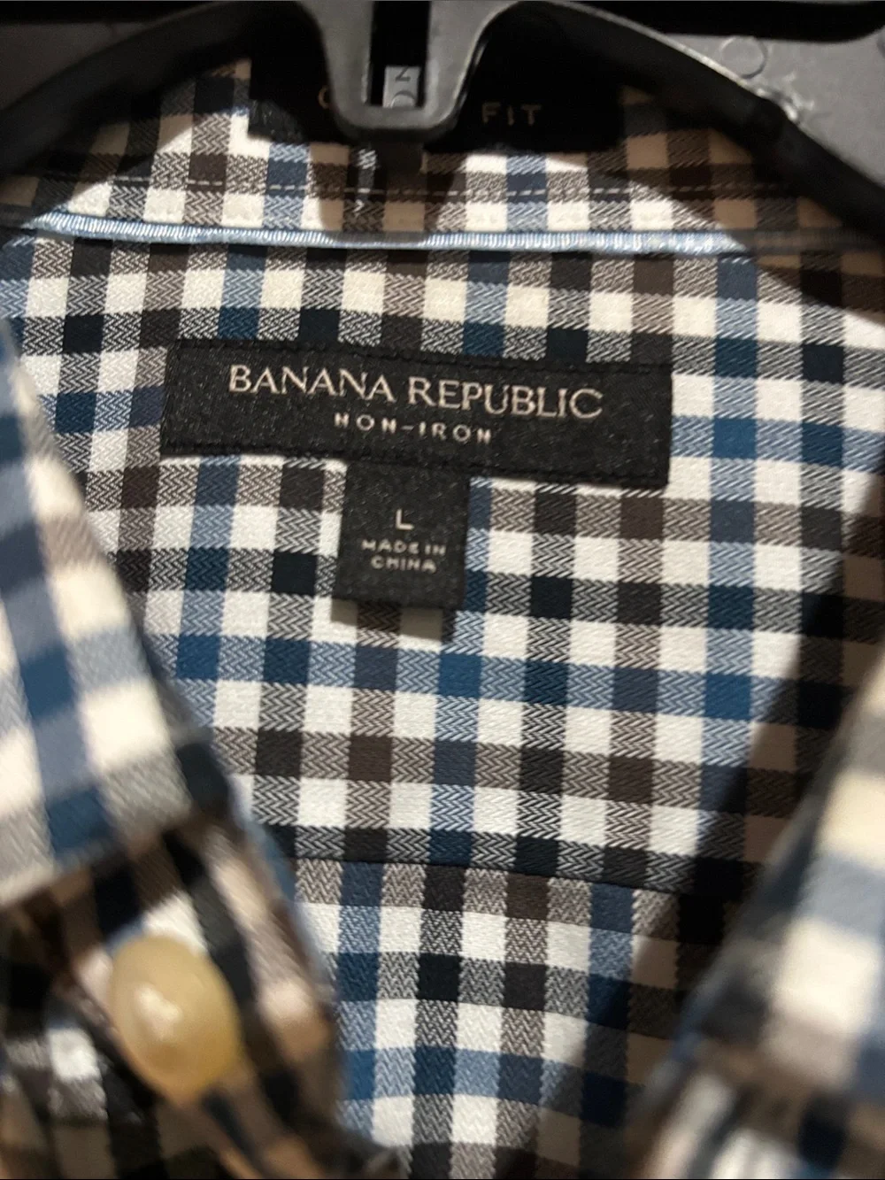 Banana Republic Blue and White Gingham Button-Down Shirt